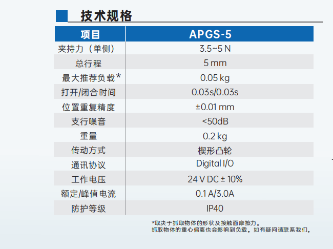 艾而特apgs系列微型电磁夹爪